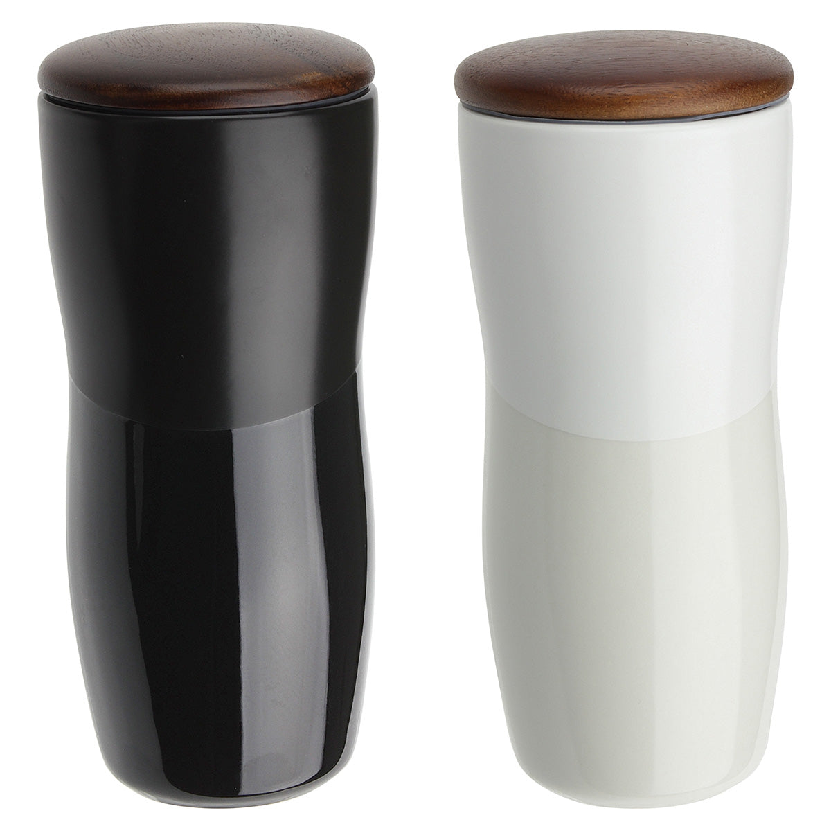 Adriano 12 oz Double-wall Ceramic Tumbler with Wood Lid