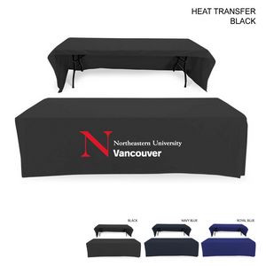 Polycotton Twill Table Throw for 8' Table, Drape style, 3 sided, Open Back, Heat Transfer logo