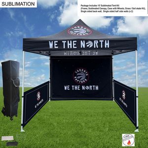 Full Tent Package, 10' Sublimated Tent kit, Single sided backwall and 2 Single sided half sidewalls