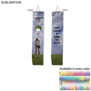 000572 Plush Velour Terry Cotton blend Golf Towel, Finish size 6x25, Trifold Grommet and Hook, Sublimated