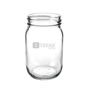 Warwick, 16oz clear glass mason jar - Etched
