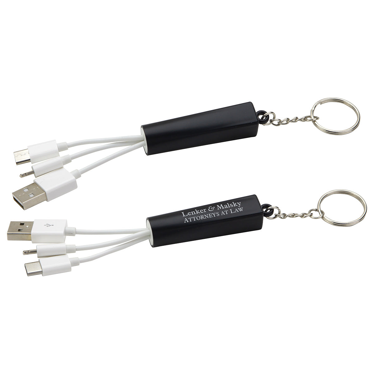 000679 Trey 3-in-1 Light-Up Charging Cable with Keychain
