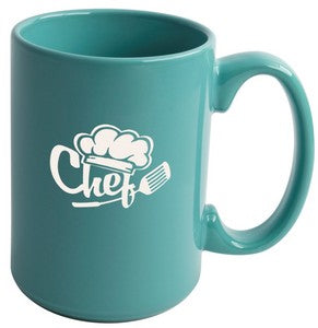 Jumbo 15oz aqua ceramic mug - Etched
