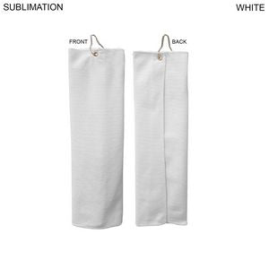 000557 Microfiber Dri-Lite Terry Golf Towel, Finished size 5x18, Trifold Grommet & Hook, Sublimated
