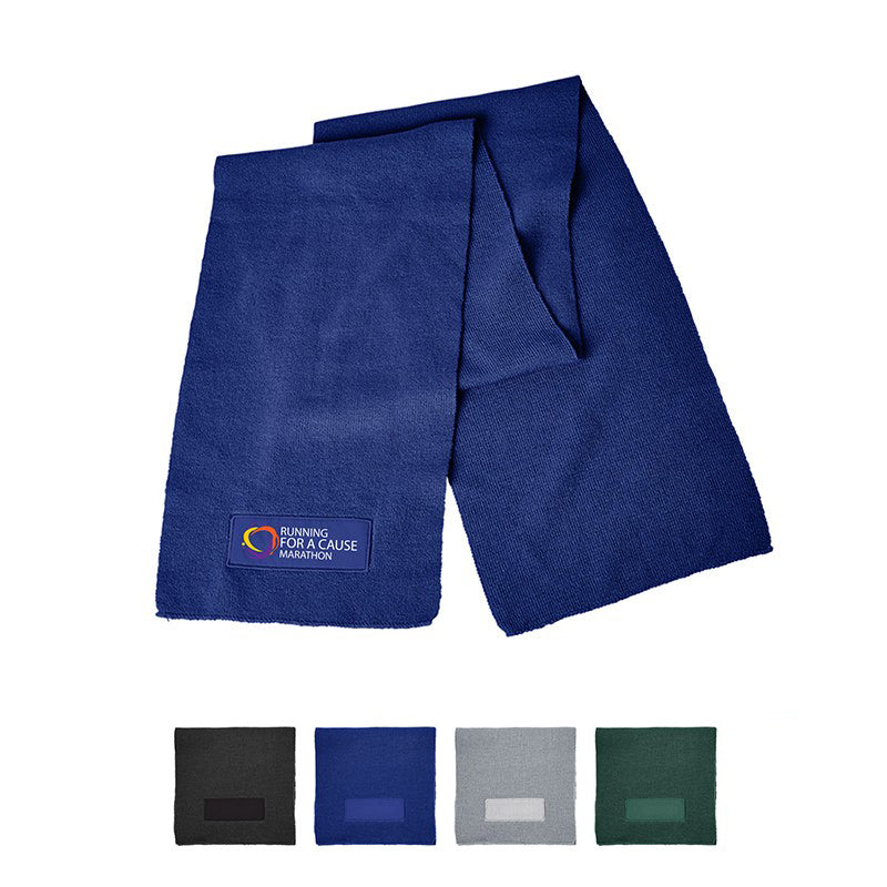 Acrylic Knit Scarf w/Patch