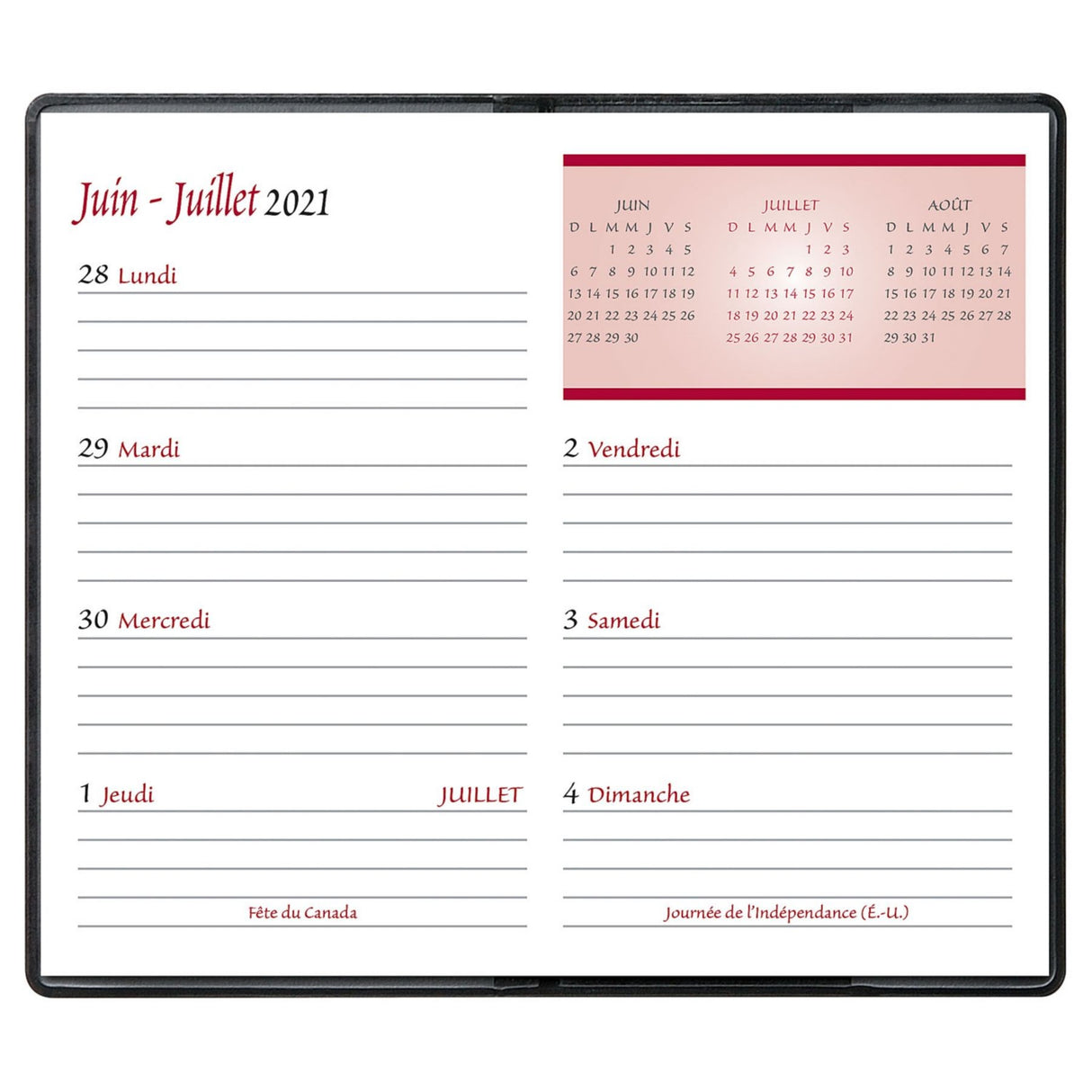 Rechange Agenda Hebdomadaire