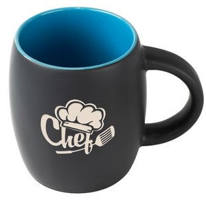 Pipa 14oz 2tone black/sky blue mug in Ripple gift box - Etched