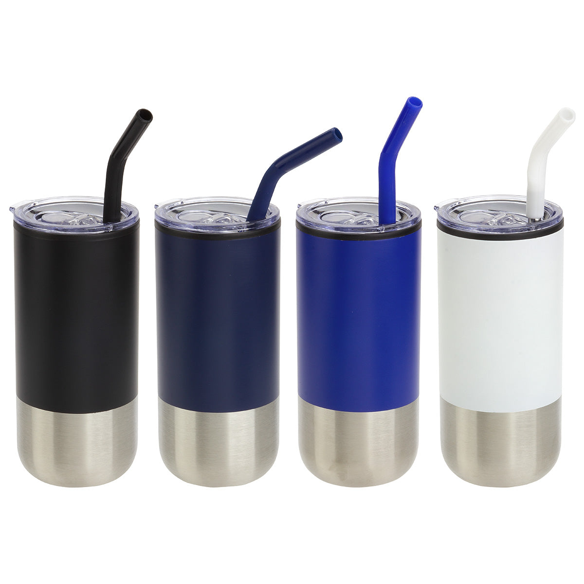 000745 Oxford 16 oz Stainless Steel/Polypropylene Tumbler with Straw