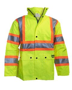 300 Denier Polyester Lime Green Rain Jacket w/Quilted Lining