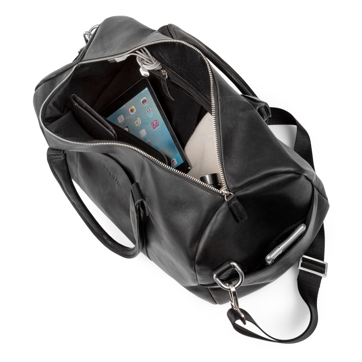 Bugatti Sartoria Leather Duffle bag - Black