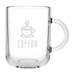 Ionic, 11oz clear glass mug - Etched
