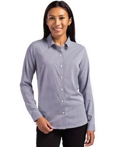Cutter & Buck Skyline Eco Recycled Gingham Womens Long Sleeve Dress Shirt