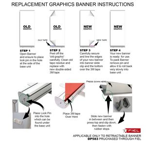 Replacement Graphics, 33.5x79, for Premium Retractable Banner, DP583, NO SETUP CHARGE