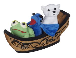 Bill Helin Canoe Playset w/3 Finger Puppets - Spirit Bear, Frog & Raven
