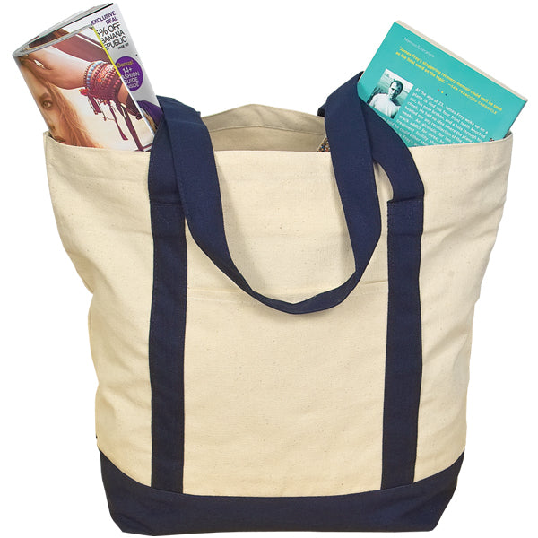 12 oz. Two-Tone Zippered Cotton Tote Bag