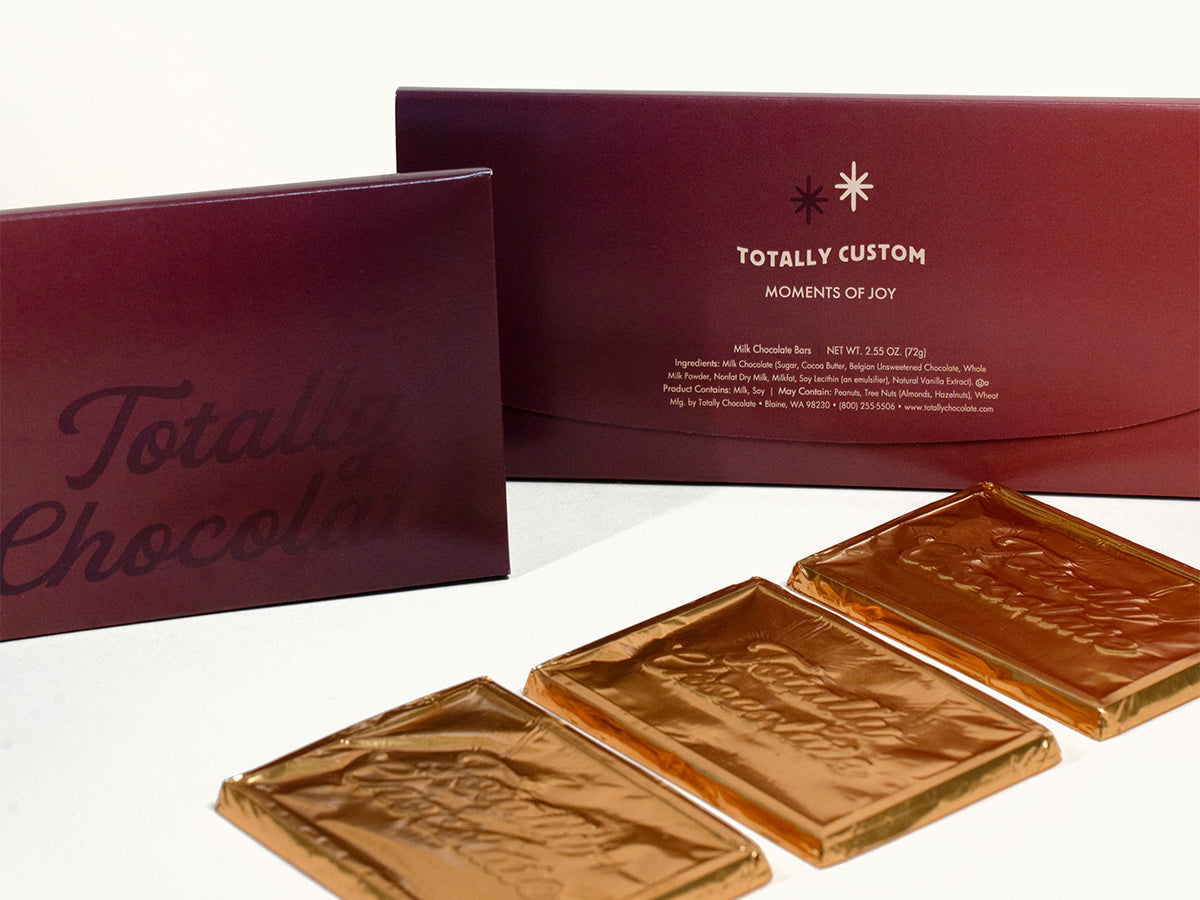 Chocolate Storyteller with 3 Custom Engraved Chocolate Bars