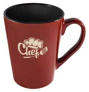 Dublin 15oz 2tone burgundy/black mug in Ripple brown Gift box - Etched