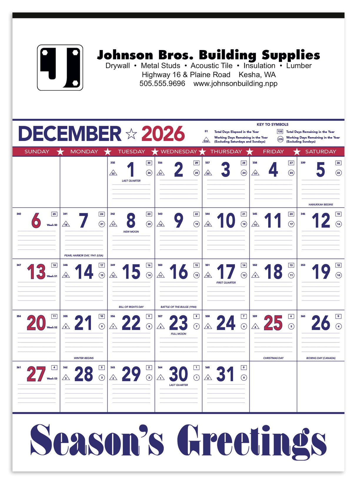 Triumph Calendars Patriotic Contractor Memo Calendar image