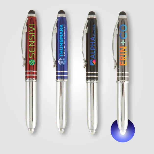 Vivano Duo w/LED Light & Stylus - ColorJet - Full-Color Metal Pen
