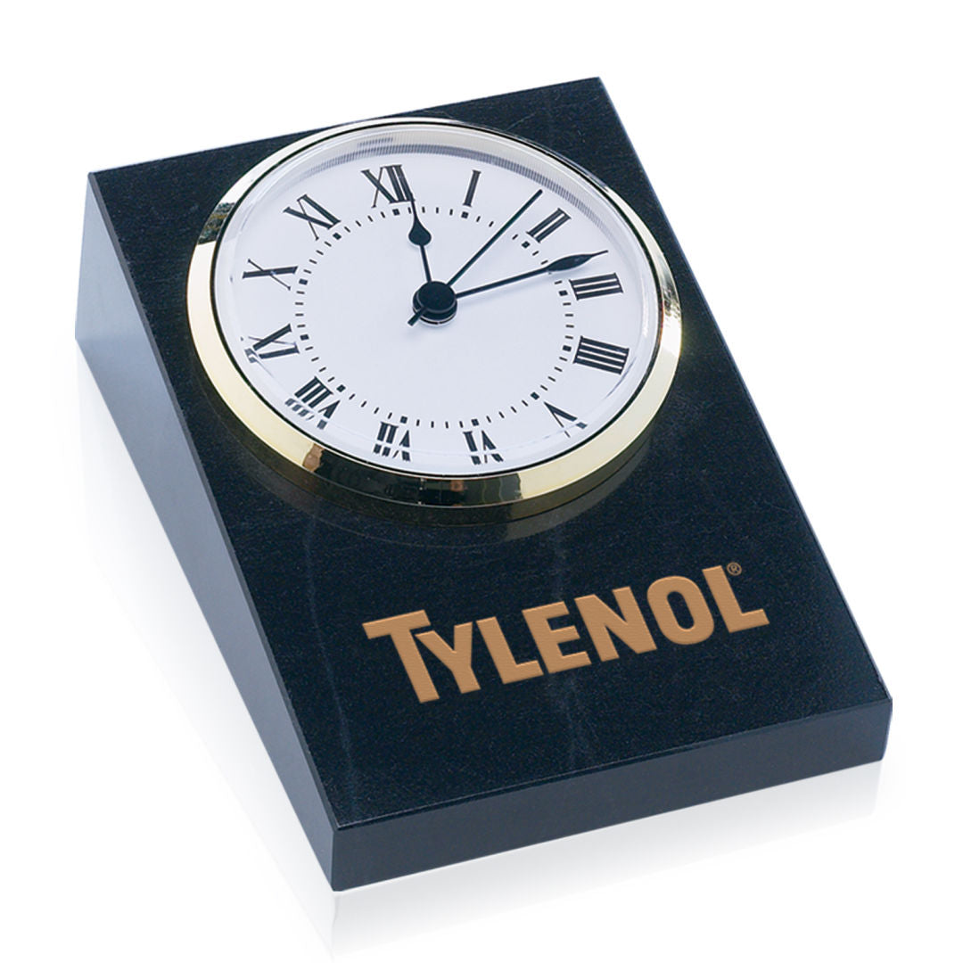 Large Wedge Black Marble Clock