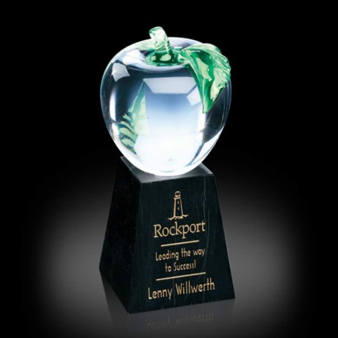 Apple Award on Tall Marble Base
