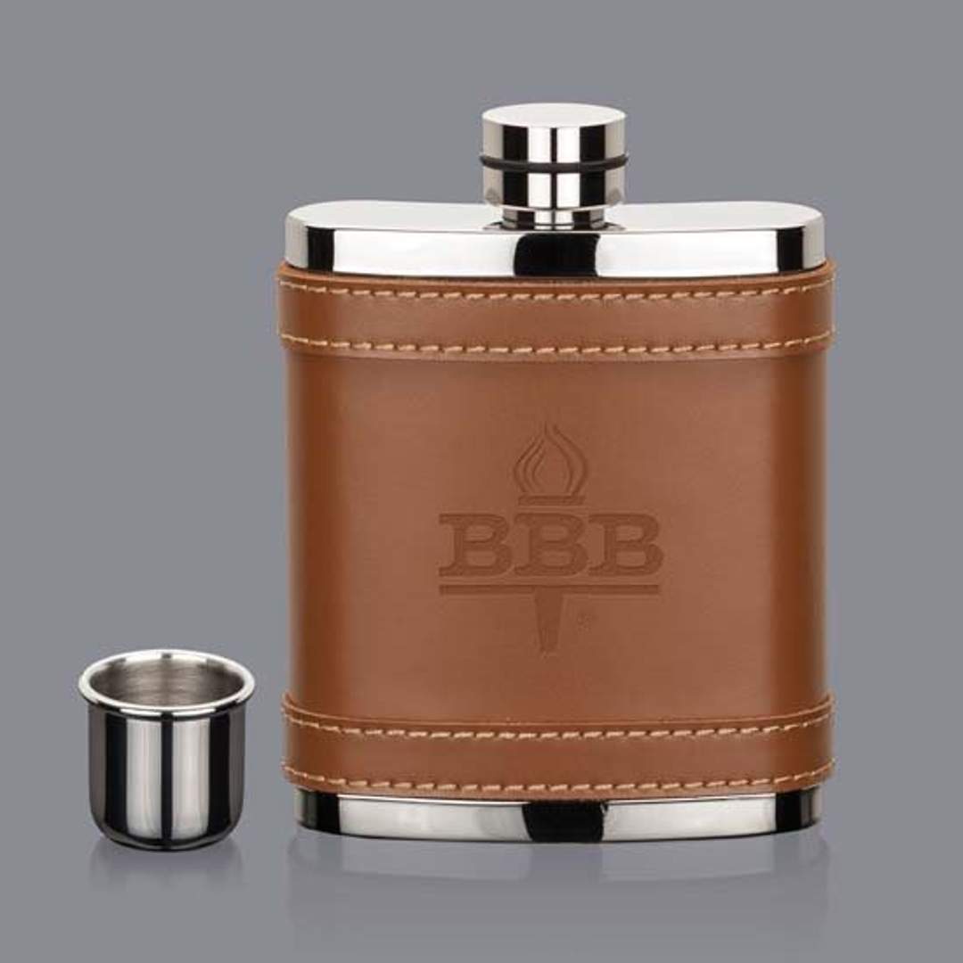 Melrose Hip Flask - Brown Leather