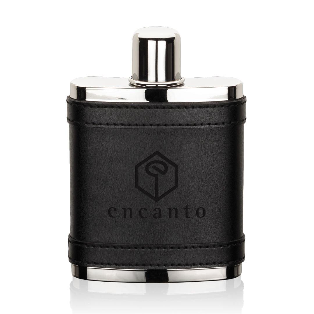 Melrose Hip Flask - Black Leather