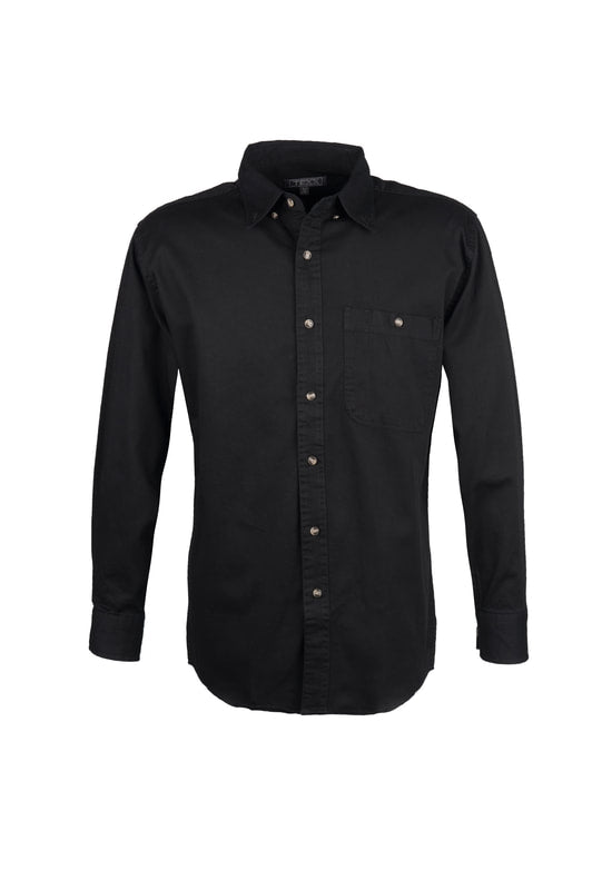 Men's 100% Cotton Twill Long Sleeve Shirt (Black) (XS-5XL)