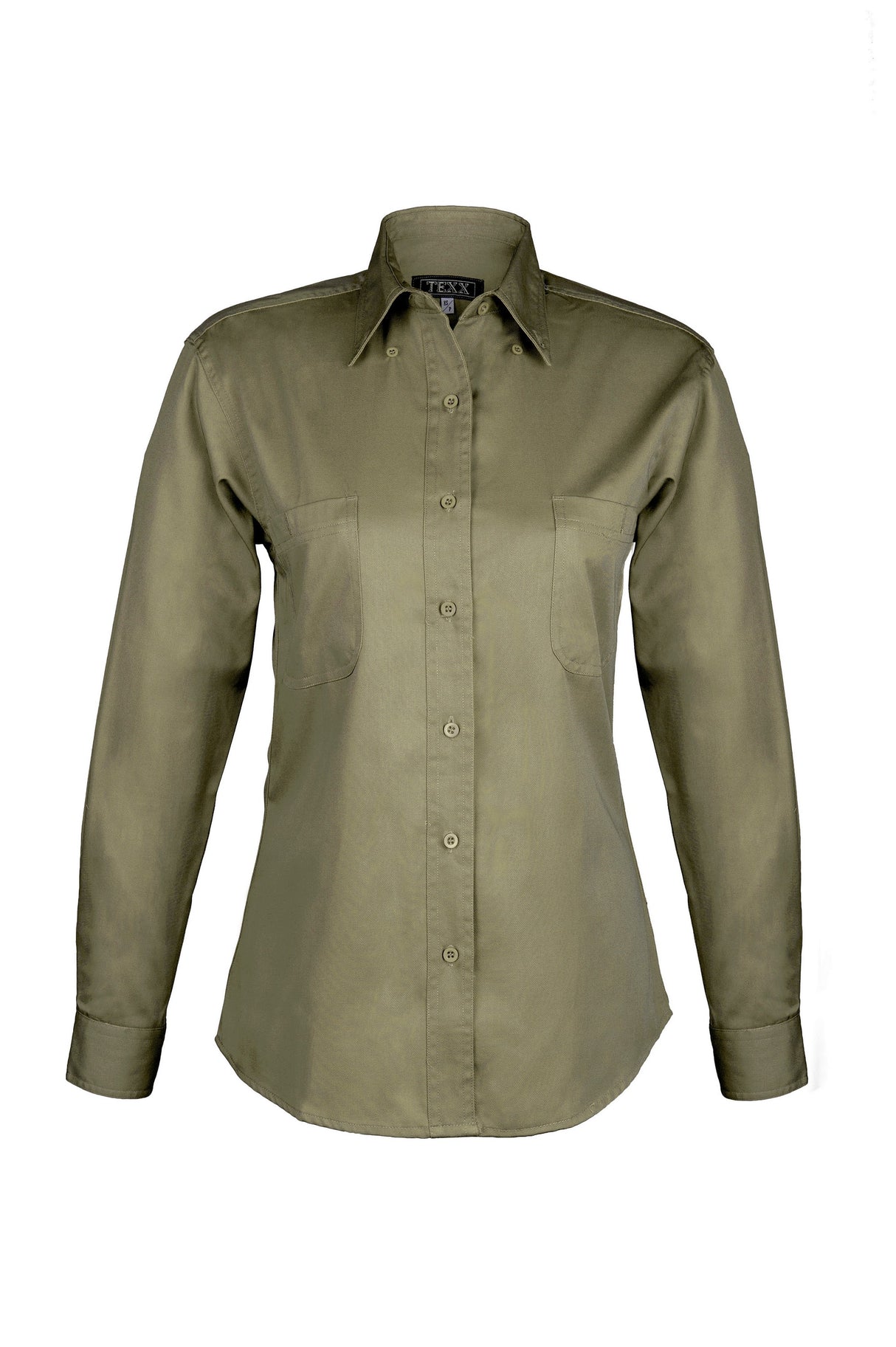 Ladies Cotton Blend Twill Long Sleeve Shirt (Beige) (XS-3XL)