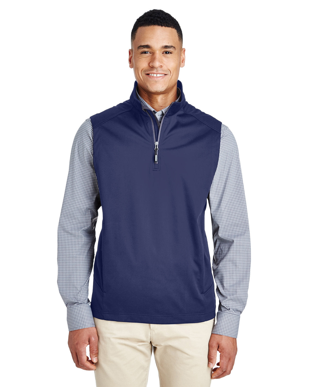 CORE 365 Men's Techno Lite Three-Layer Knit Tech-Shell Quarter-Zip Vest