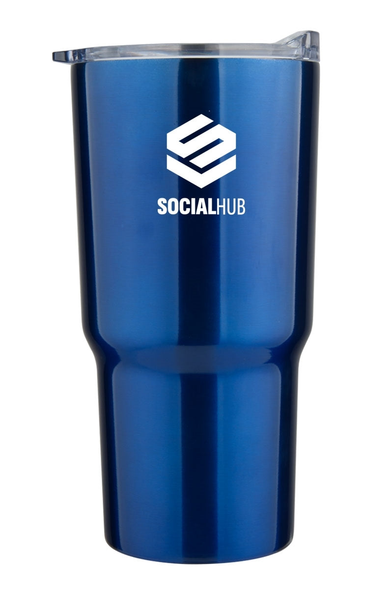 Minto 20oz double wall stainless steel mug with push on lid, blue