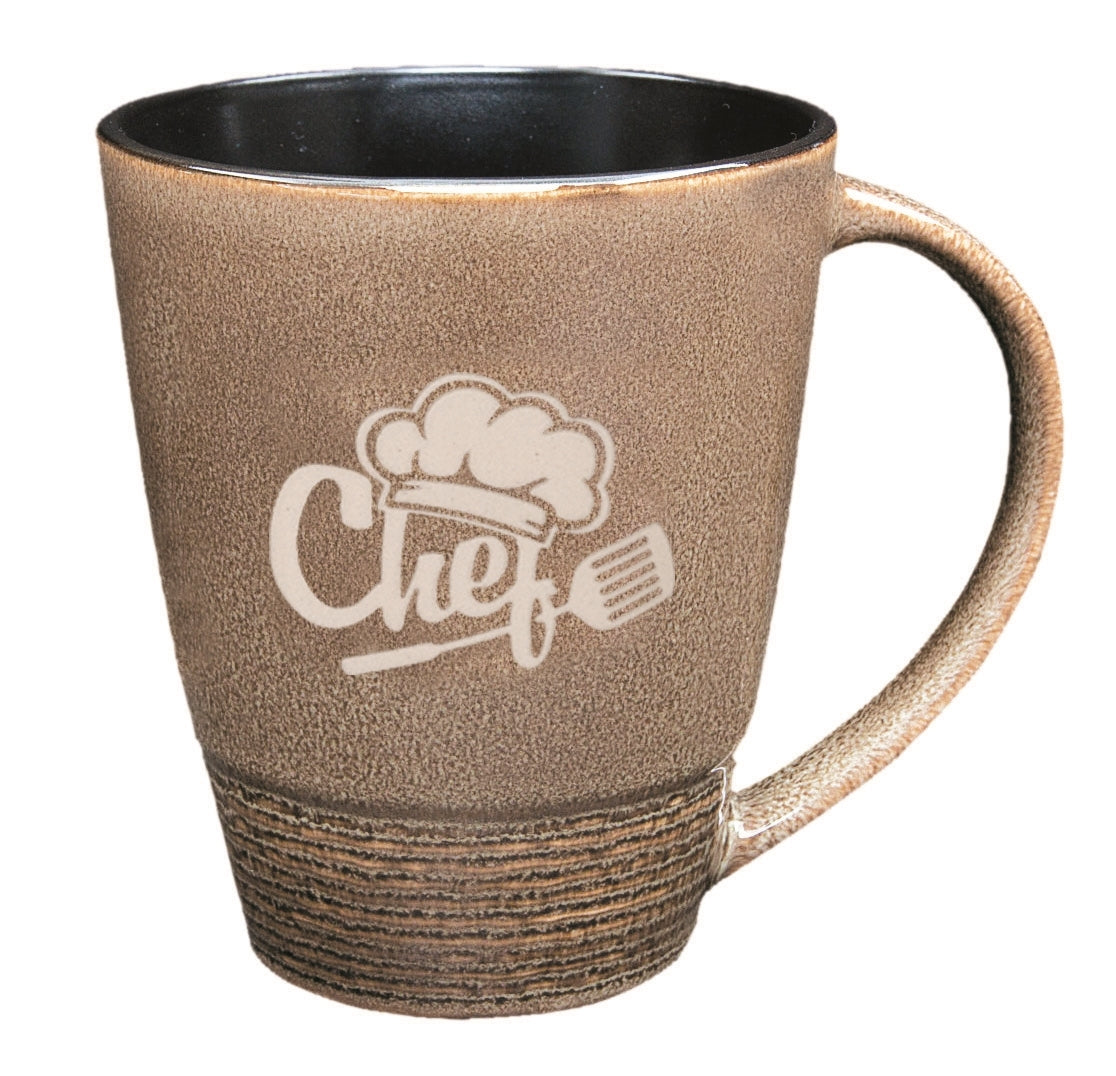 Chambray 14oz 2tone mocha/black mug - Etched