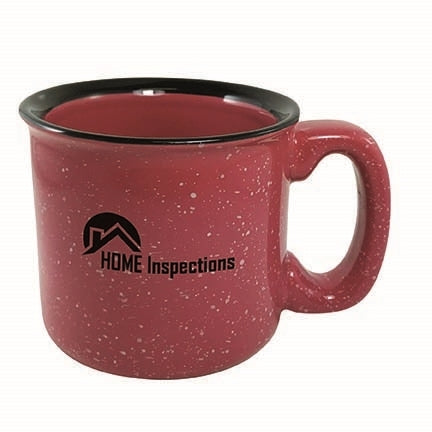 Santa Fe 15oz speckled/coral mug with black rim