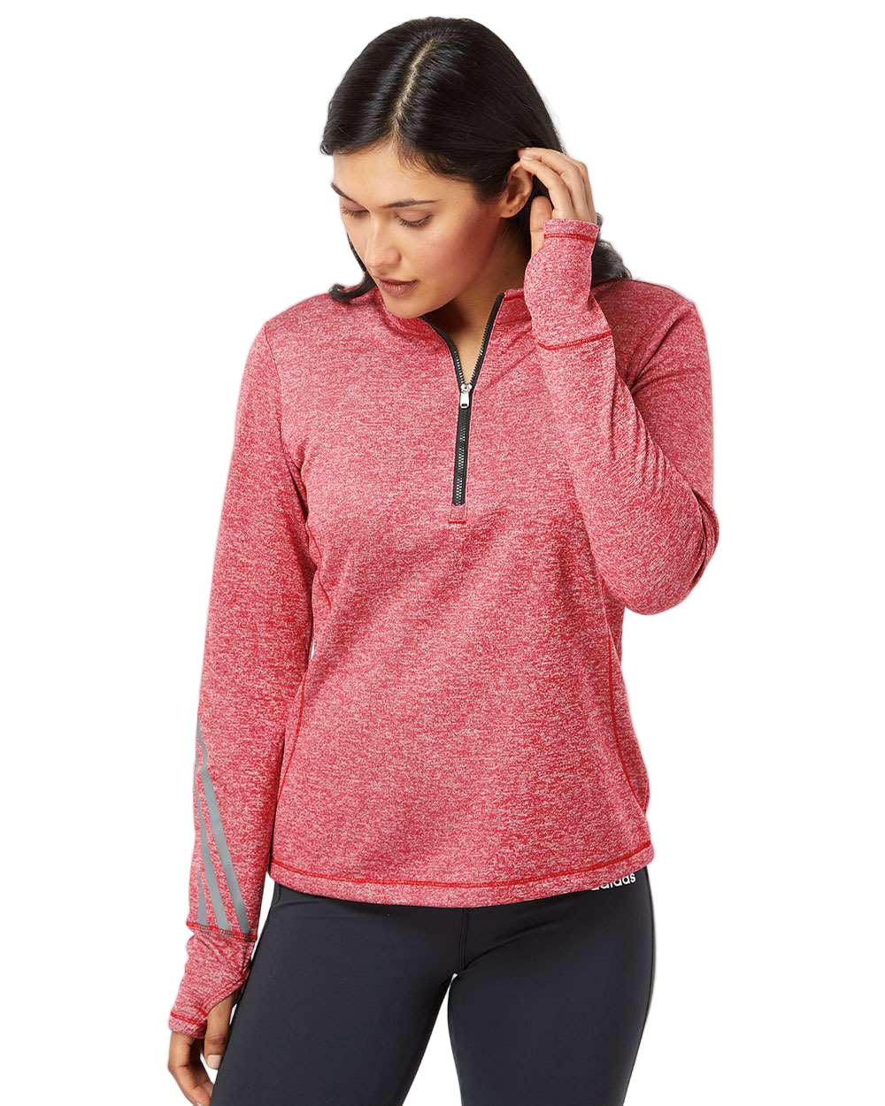 Adidas Women's Brushed Terry Heathered Quarter Zip Pullover