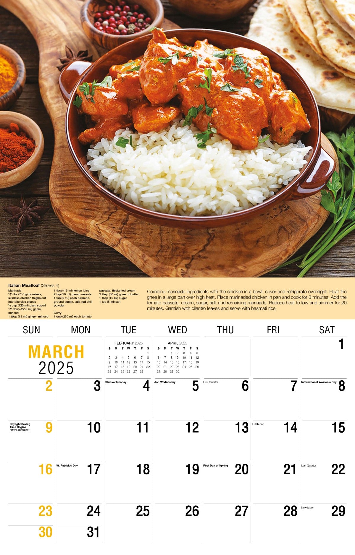 Galleria Wall Calendar 2025 Recipes