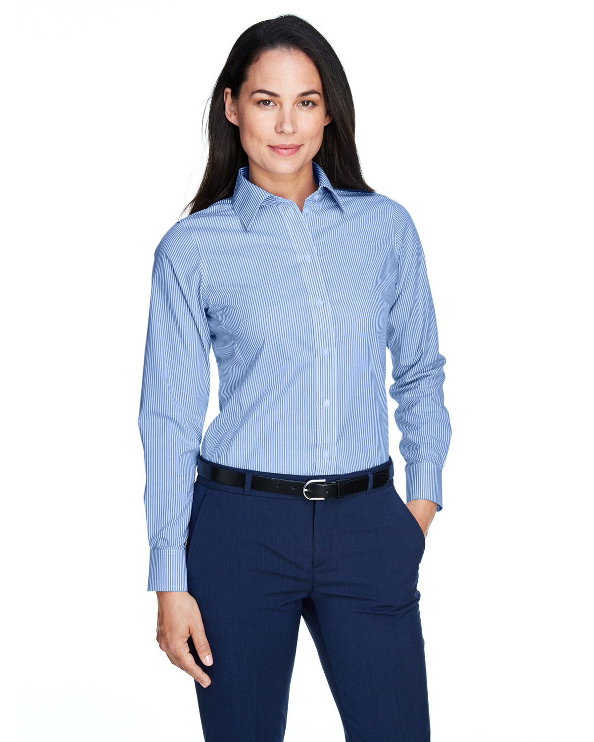 DEVON AND JONES Ladies' Crown Collection® Banker Stripe Woven Shirt