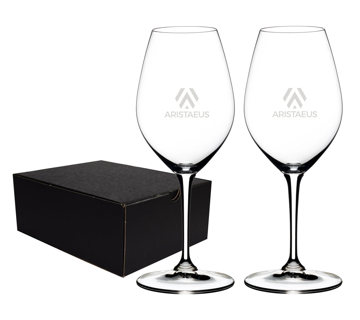 Friendly 003, 15.5oz RIEDEL crystal stemmed wine glass S/2 in an Ovation black gift box