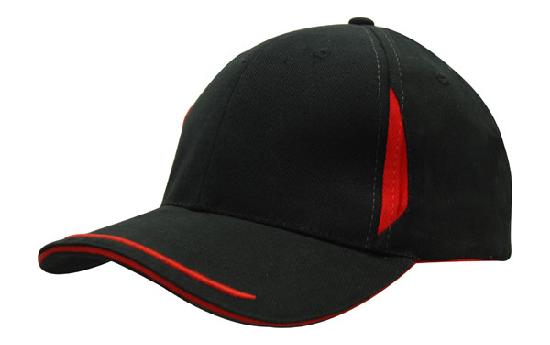 Brushed Heavy Cotton Cap w/Crown Inserts Peak Trim & Sandwich