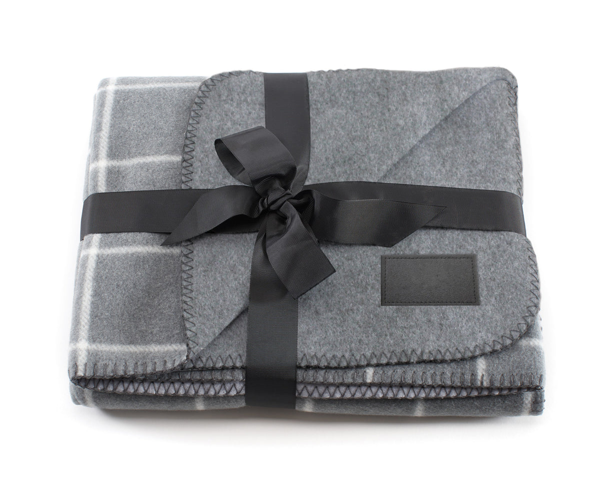 The Euro Throw - Gray Plaid (Laser Patch)