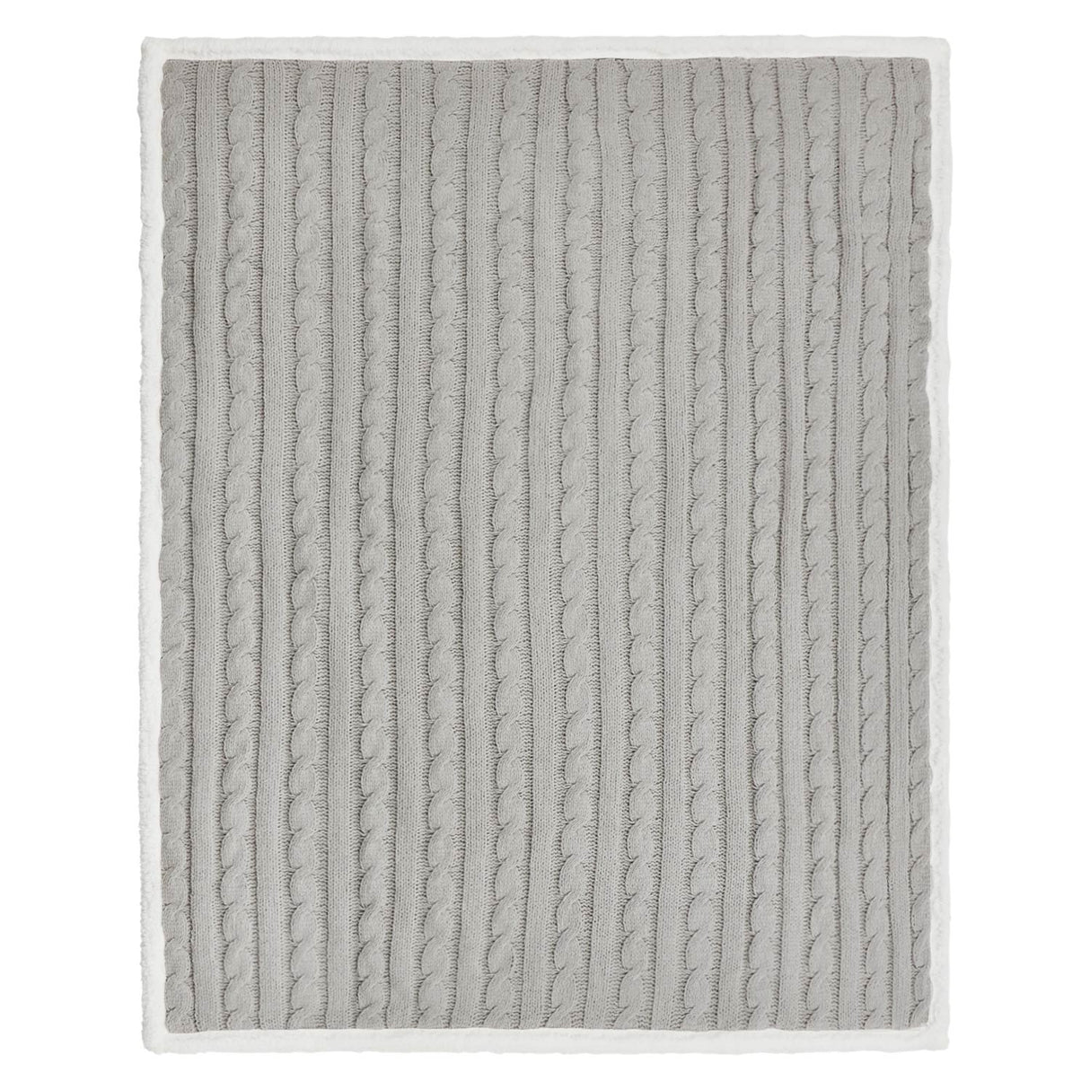 48 Hr Quick Ship - Cable Knit Chenille Sherpa Throw, with Lasered logo patch, NO SETUP CHARGE