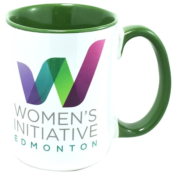 Hinton 14oz 2tone white/green Sublimation mug in Ripple brown gift box