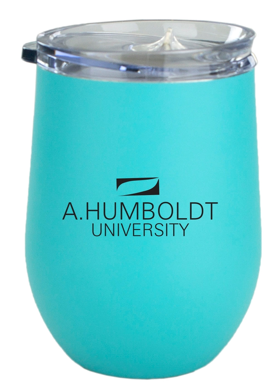 Cancun 12oz vacuum insulated stainless steel stemless tumbler, aqua with clear lid