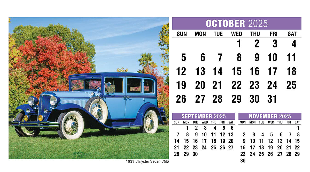 Classic Cars Desk Tent Calendar
