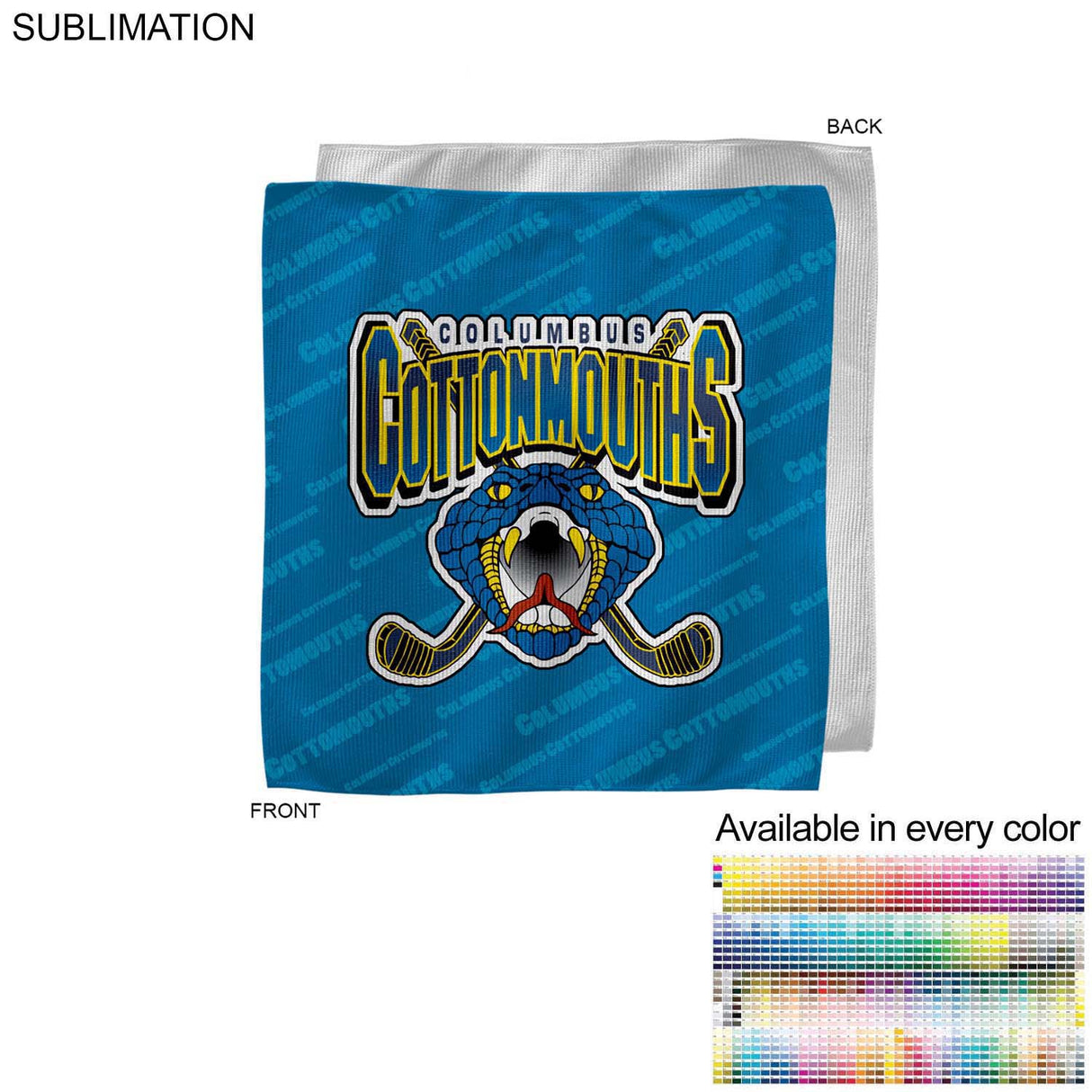 Microfiber Dri-Lite Terry Rally, Sweat, Skate Towel, 15x15, Sublimated Edge to Edge 1 side