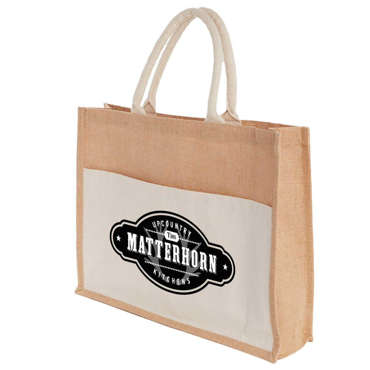 Jute Shopper Tote with Recycled Cotton Pocket
