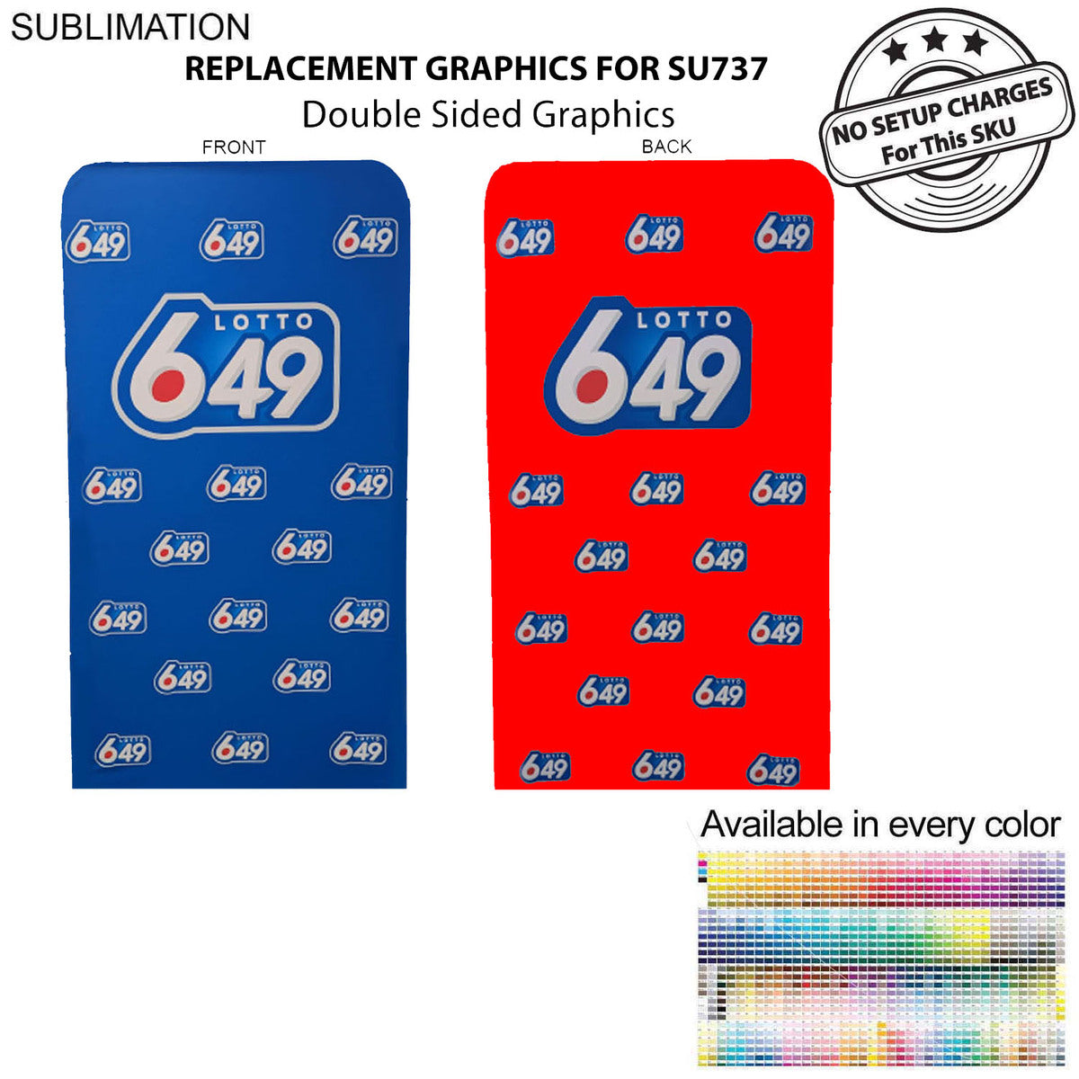Replacement Full Color Graphics Double Sided for 4'W x 90"H EuroFit Banner with Steel Base, NO SETUP