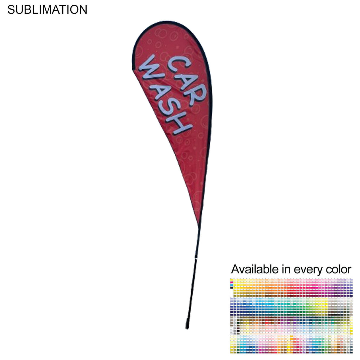 12' Medium Tear Drop Flag Kit, Full Color Graphics Double Sided, Outdoor Spike base and Bag Included