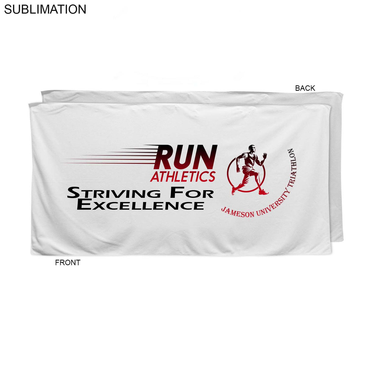 Absorbent Microfiber Dri-Lite Terry White Triathlon Towel, 30x60, Sublimated Full Color