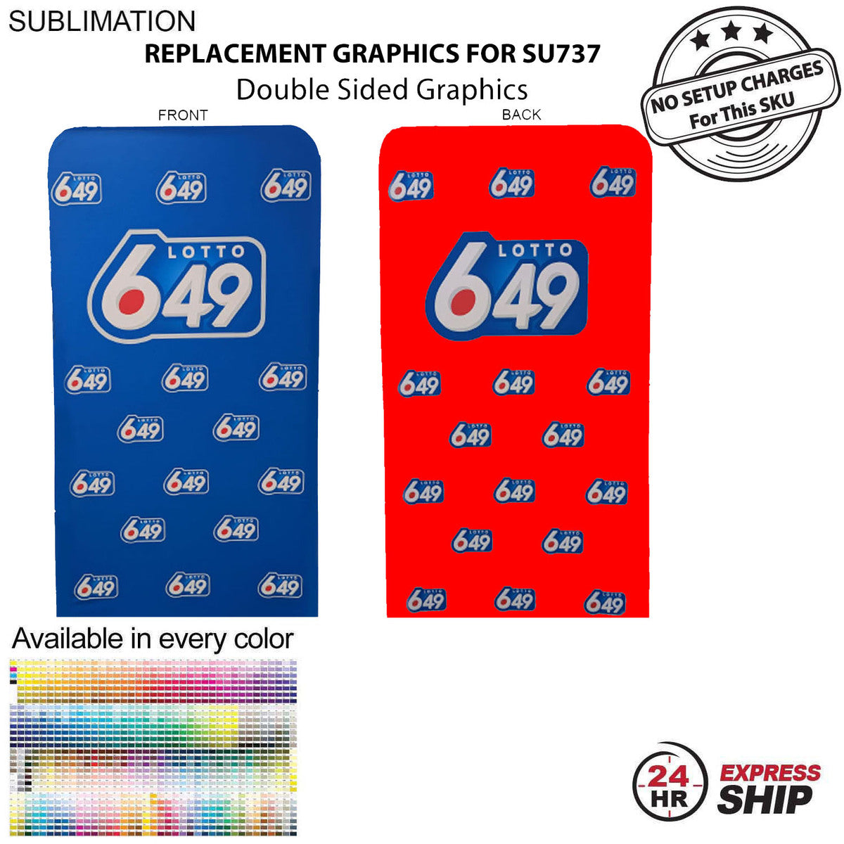 24Hr Express Ship - Replacement Full Color Graphics Double Sided for 4'W x 90"H EuroFit Banner