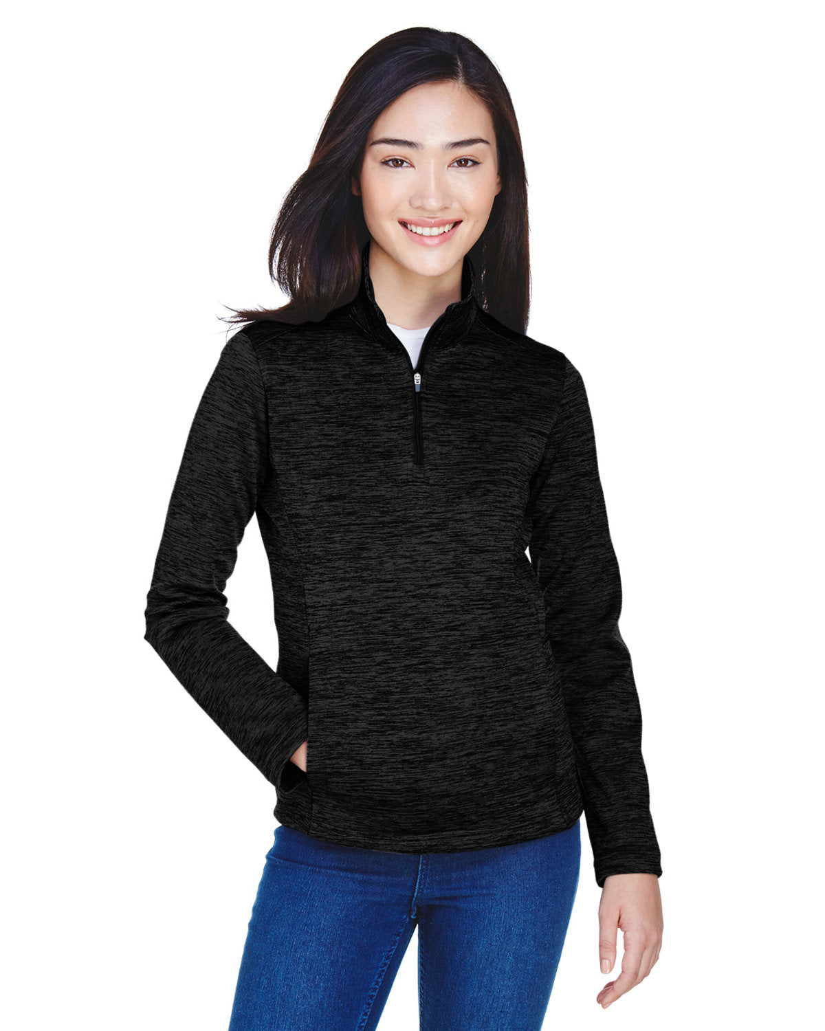 DEVON AND JONES Ladies' Newbury Mélange Fleece Quarter-Zip